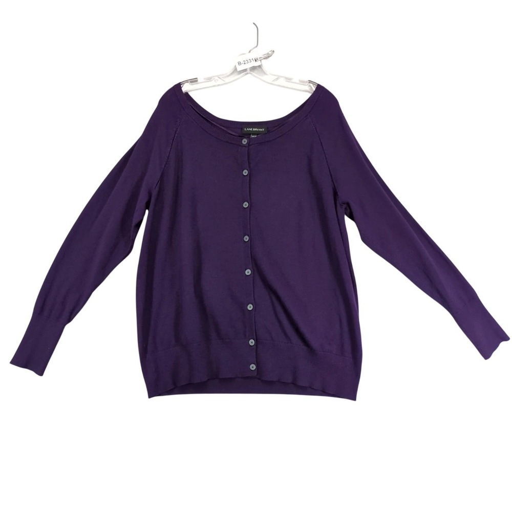 Lane Bryant Purple Cardigan Sweater Womens 18/20 Plus Size Button Cuff Preppy